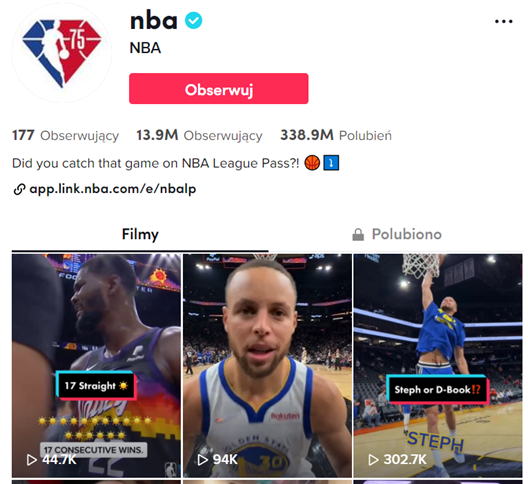 Liga NBA na TikToku