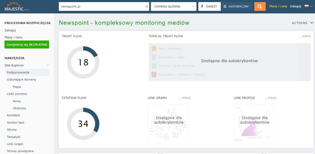 TOP 30 narzędzi dla SEO - Majestic