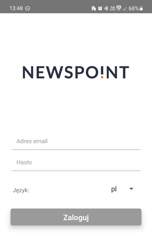 Logowanie do aplikacji Newspoint