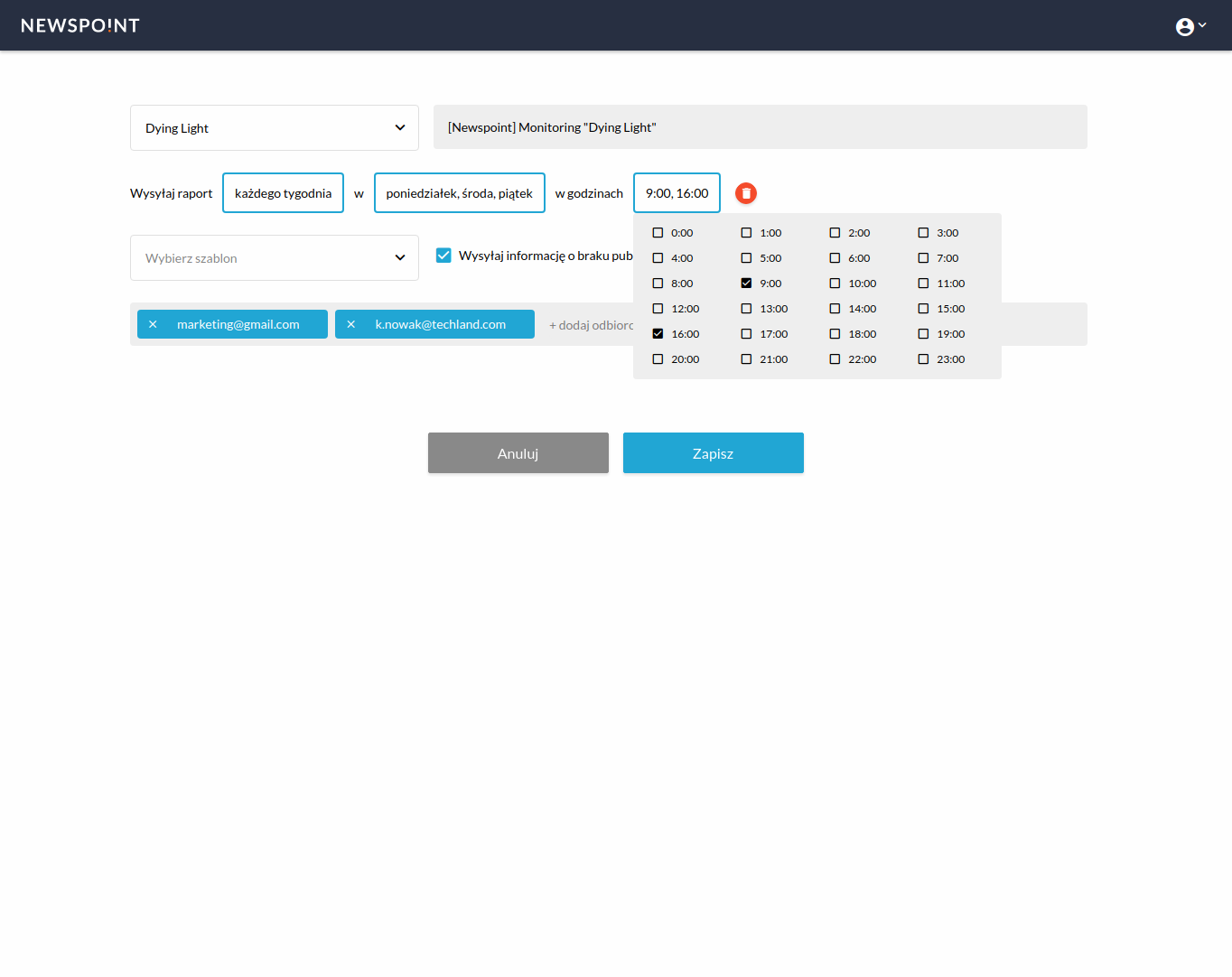 Monitoring mediów - alerty