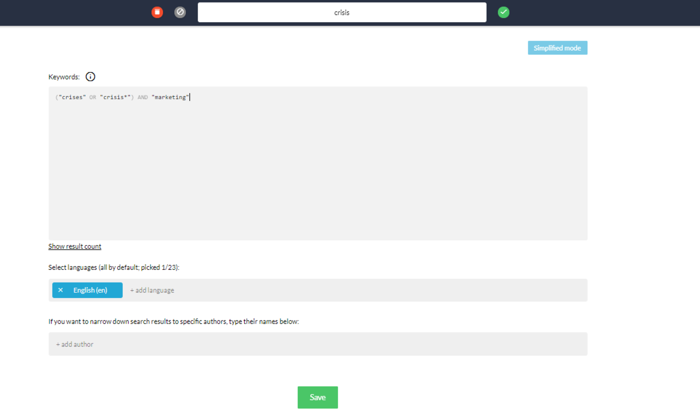 Brand monitoring - logical operators