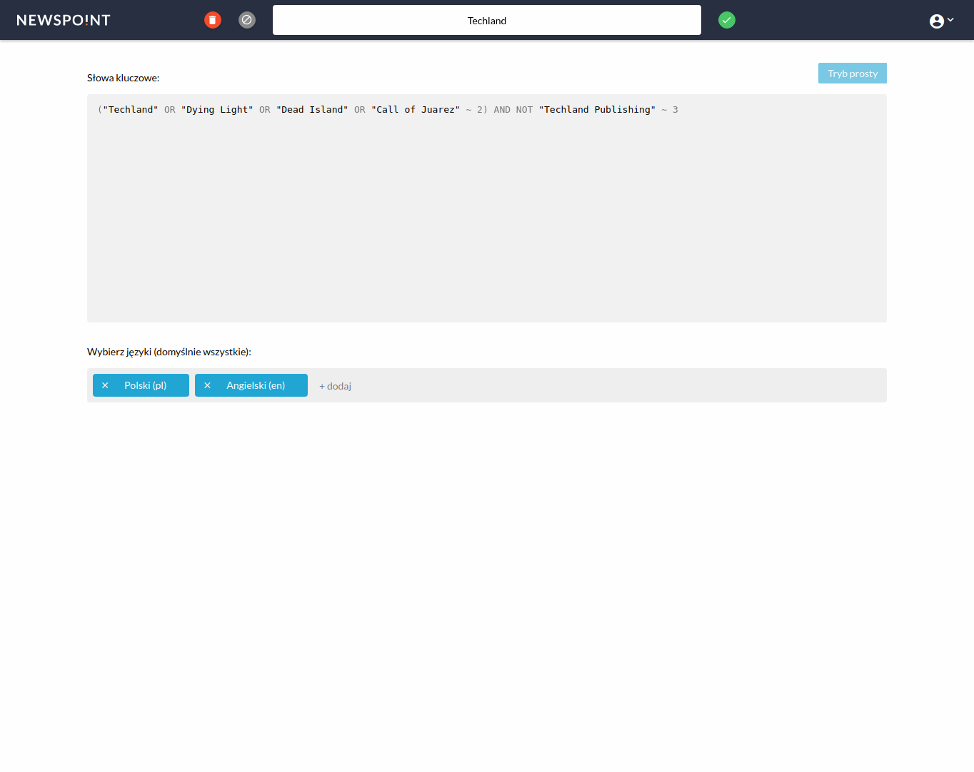 Monitoring marki - operatory logiczne