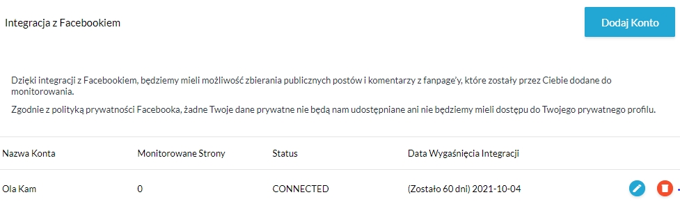 Integracja z kontem
