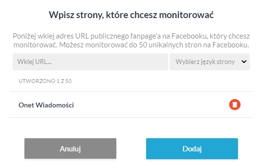 Strony, które chcesz monitorować
